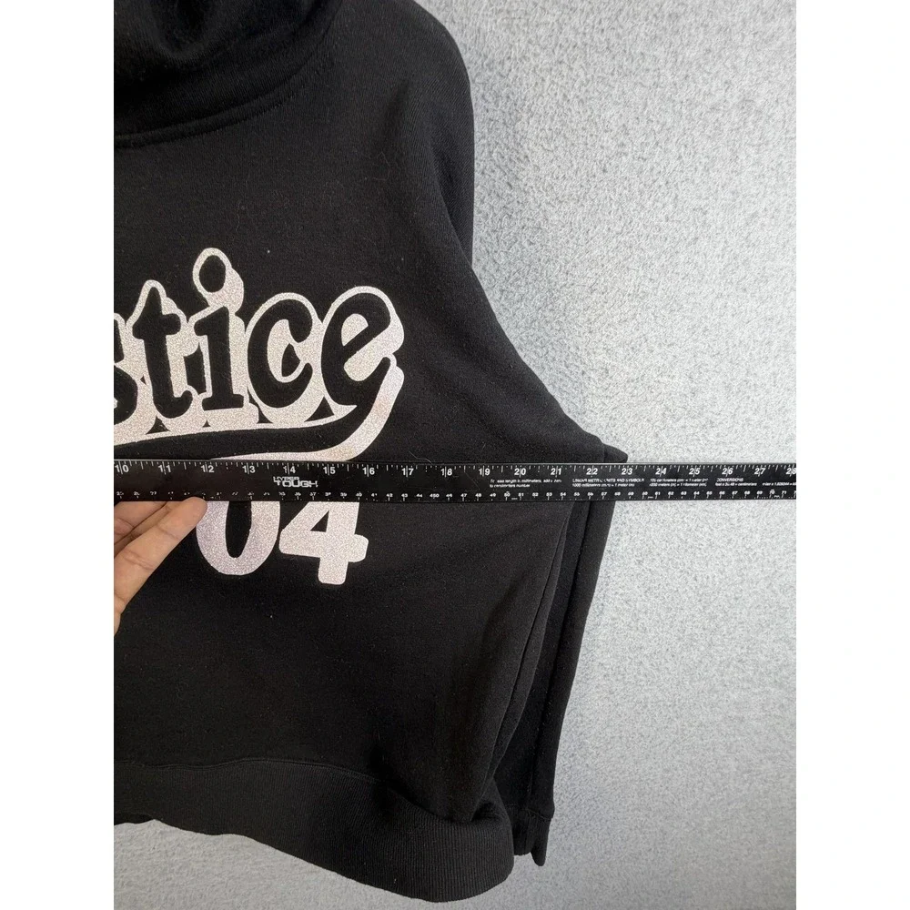Justice Hoodie Sweatshirt Girls 16-18 Black 04 Glitter Graphic Fleece Pullover